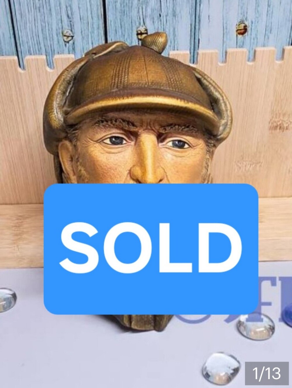 Vintage Bossons Sherlock Holmes Chalkware Bust Hand Painted Wall Hang Collectibl